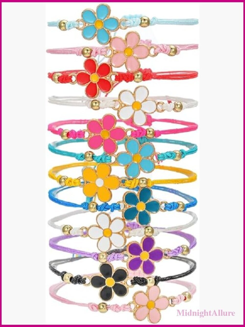 Bohemian Daisy Flower Friendship Charm Bracelets Stackable Stretch